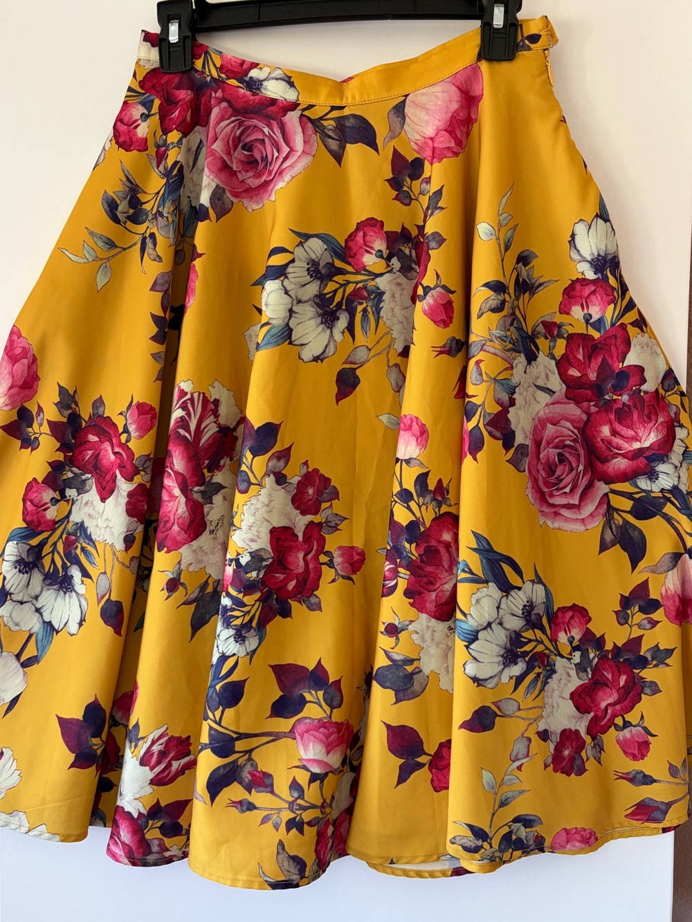 Myrtlewood of California Mustard Yellow Floral Circle Skirt Lined Retro Small S